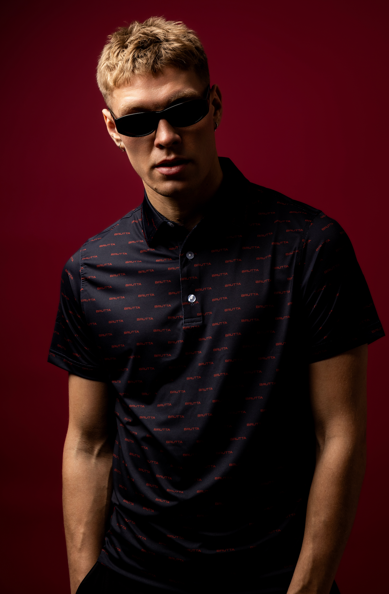 Overprint Polo Black/Red