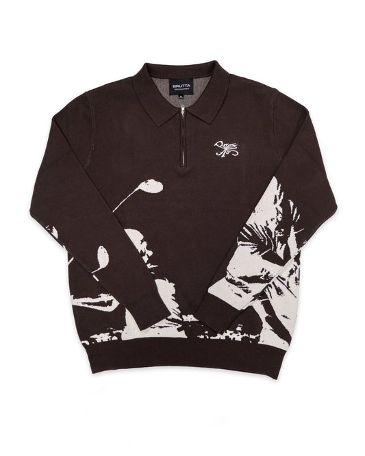Swingman Knit Quarter Zip Brown