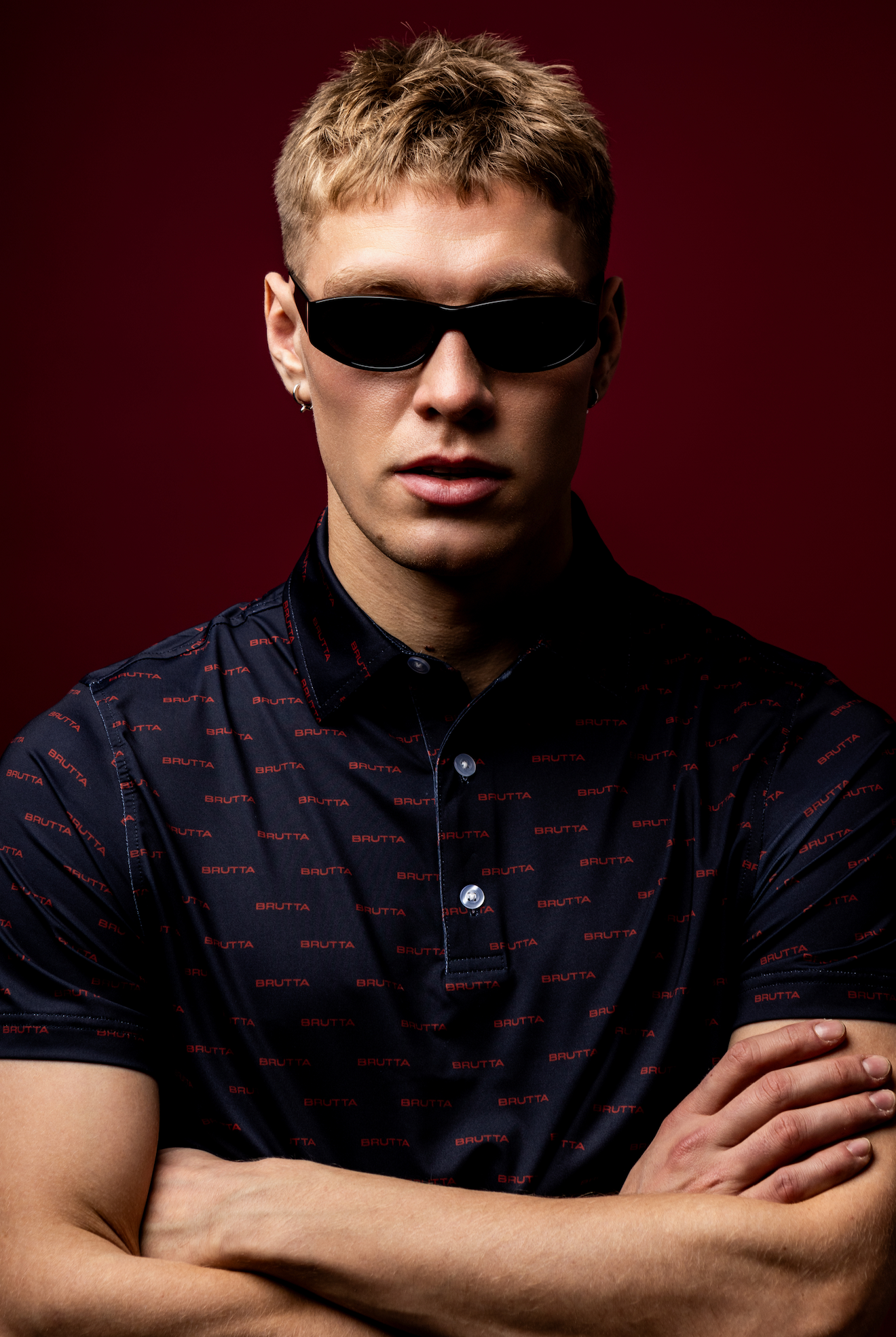 Overprint Polo Black/Red