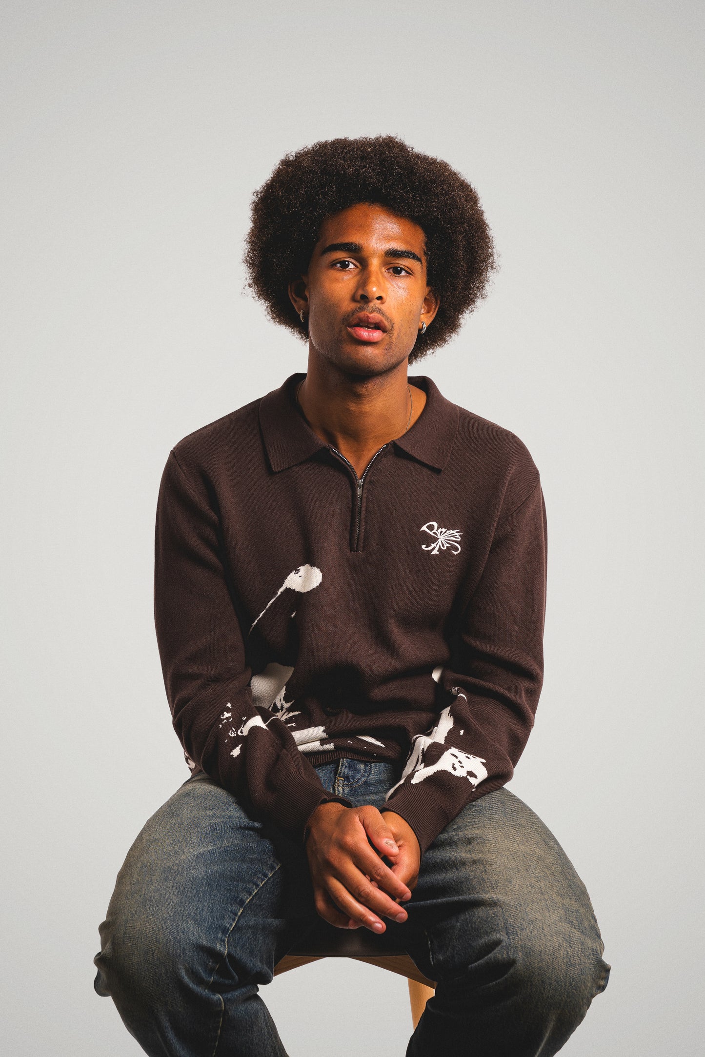 Swingman Knit Quarter Zip Brown